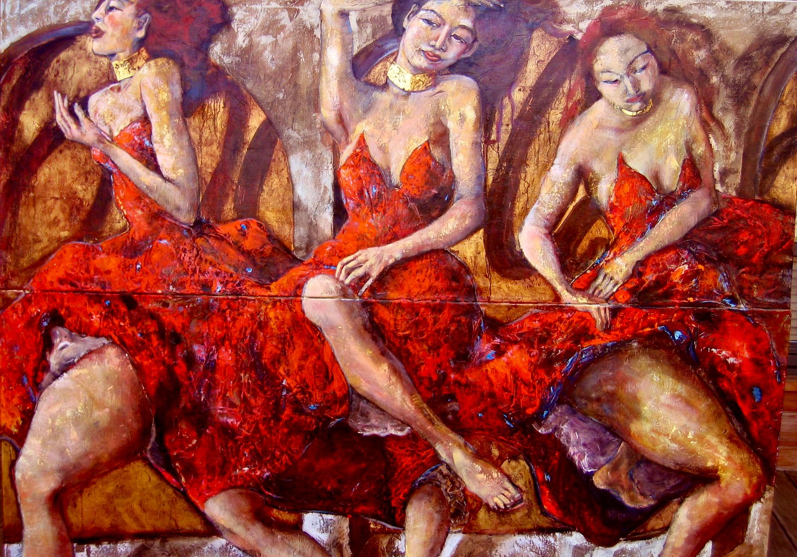 MOULIN ROUGE, gesso, oil, paper